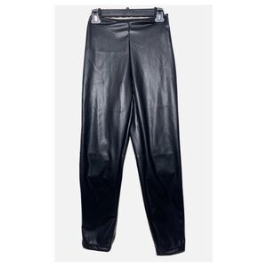 Fabletics Sleek Black Faux Leather High Waist Leggings size Medium